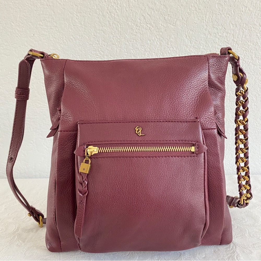 Elliott Lucca Burgundy Leather Crossbody organizer Bag